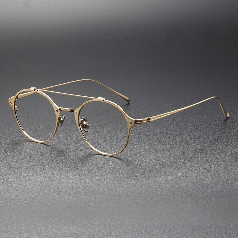 Aissuarvey Unisex Full Rim Round Titanium Eyeglasses 4822145b Full Rim Aissuarvey Eyeglasses gold CN 