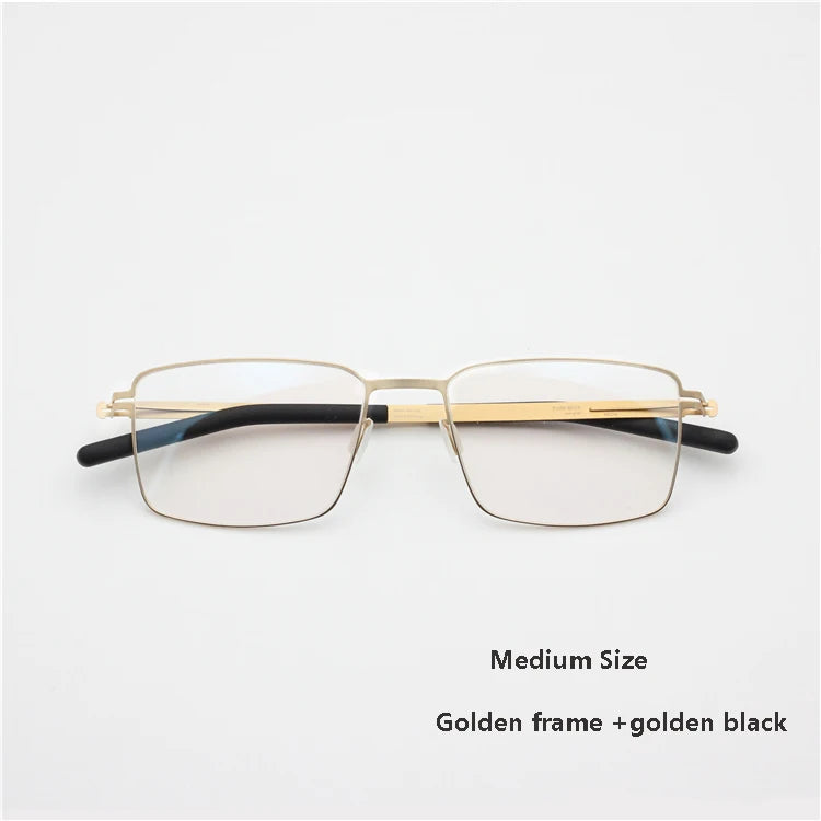 Aimee Unisex Full Rim Square Screwless Titanium Alloy Eyeglasses 13519 Full Rim Aimee Mid Golden  