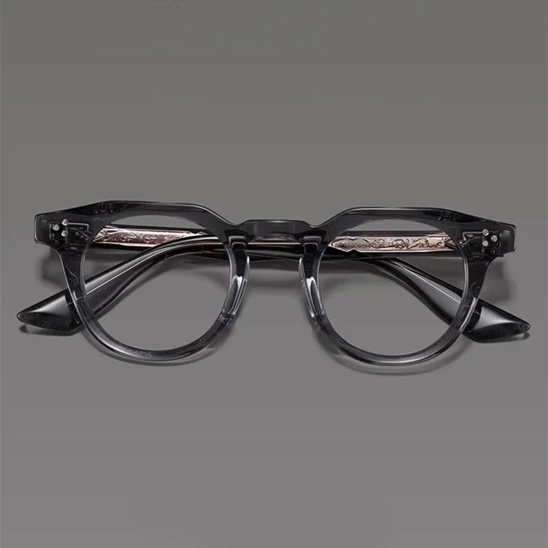 Black Mask Unisex Full Rim Round Acetate Eyeglasses BM-B55008