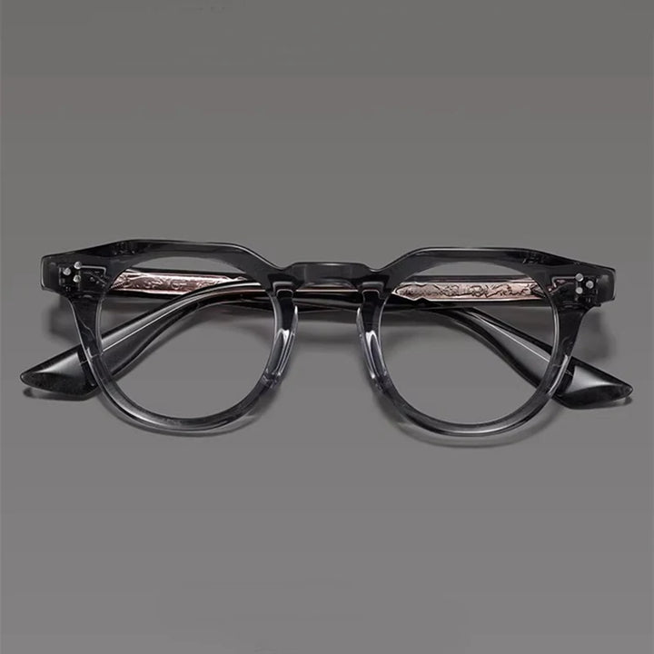 Black Mask Unisex Full Rim Round Acetate Eyeglasses BM-B55008