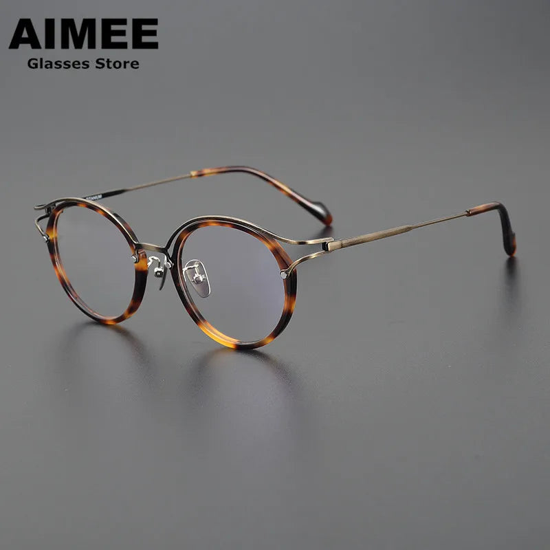 Aimee Women's Full Rim Round Acetate Titanium Eyeglasses 690036