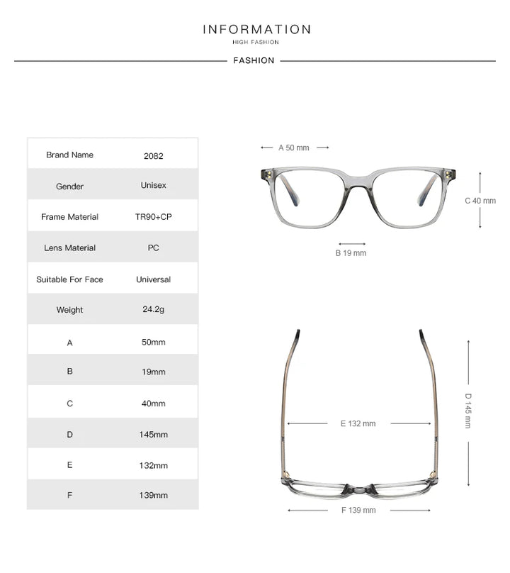 Vicky Unisex Full Rim Square Tr 90 Titanium Reading Glasses 2082 Reading Glasses Vicky   