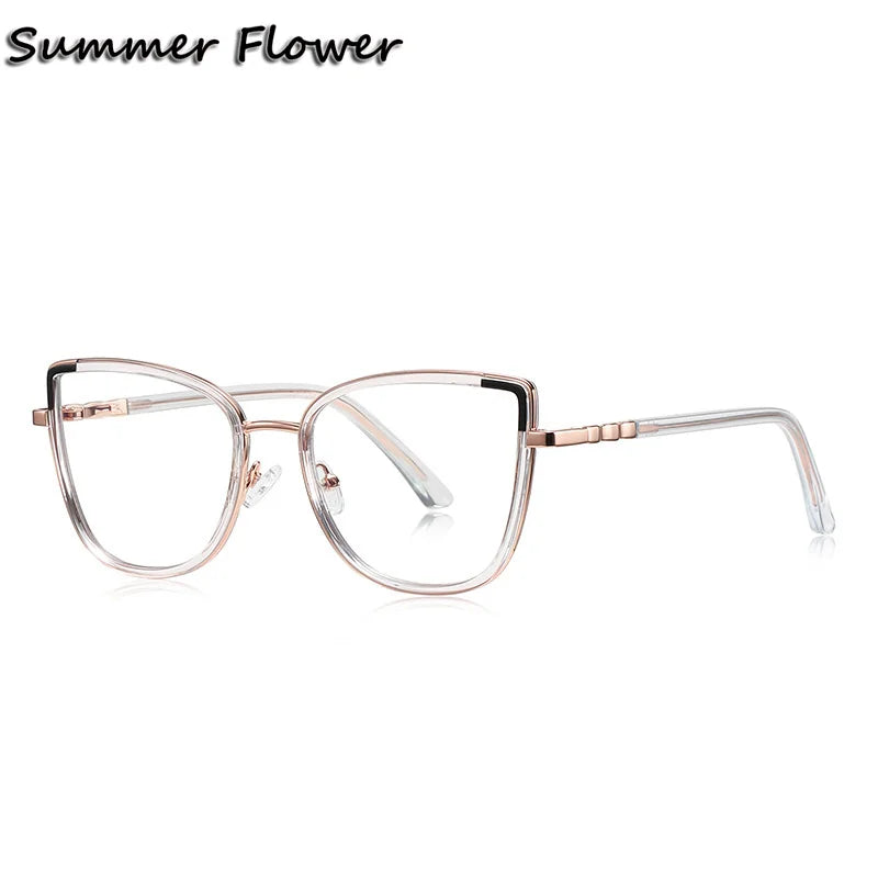 Summer Flower Women's Full Rim Cat Eye Tr 90 Titanium Eyeglasses 31314
