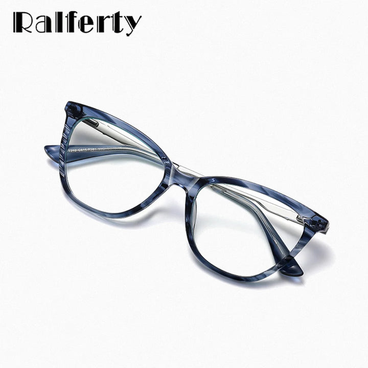 Ralferty Women's Full Rim Square Cat Eye Acetate Alloy Eyeglasses R921 Full Rim Ralferty   