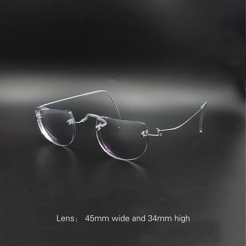 Yujo Unisex Rimless Flat Top Round Stainless Steel Eyeglasses 3445 Rimless Yujo C1 CHINA