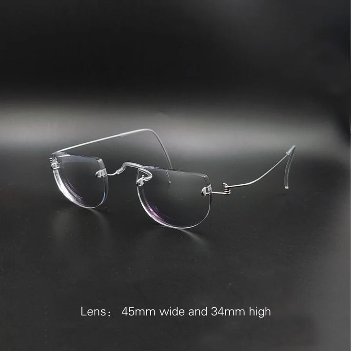 Yujo Unisex Rimless Flat Top Round Stainless Steel Eyeglasses