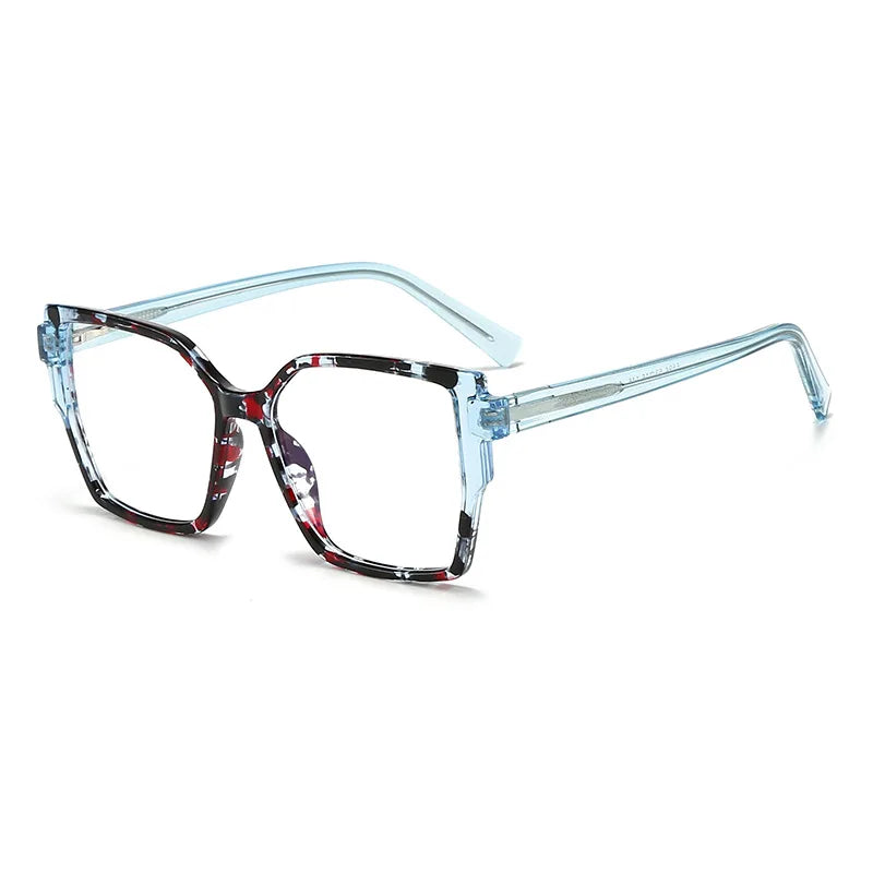 CCspace Women's Full Rim Square Cat Eye Polycarbonate Eyeglasses 301332 Full Rim CCspace Flowers  