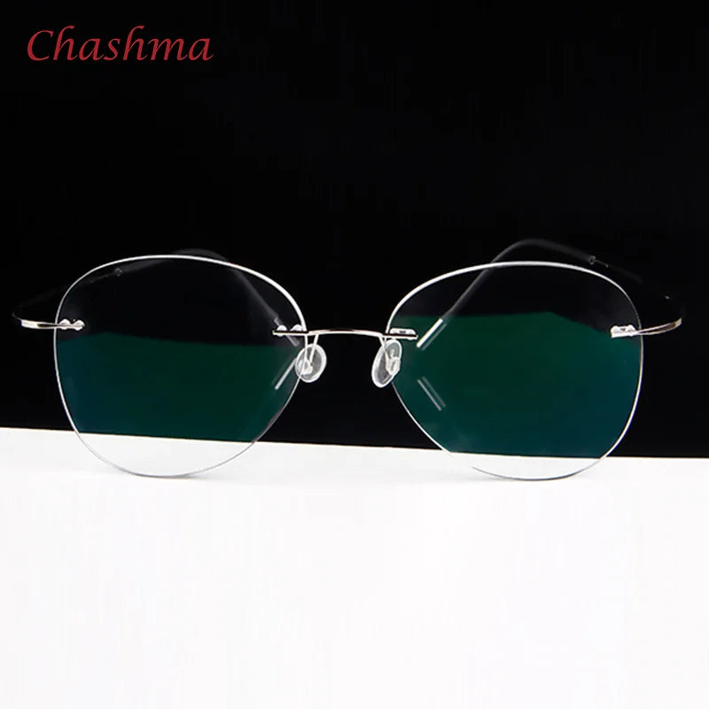 Chashma Ochki Unisex Rimless Cat Eye 2g Titanium Eyeglasses 003 Rimless Chashma Ochki Shape B  