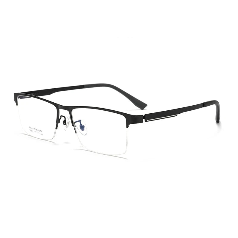 Yimaruili Men's Semi Rim Square Alloy-Al-Mg Eyeglasses 366802