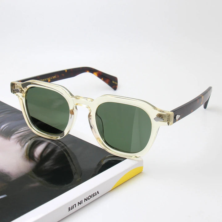 Black Mask Unisex Full Rim Square Acetate Polarized Sunglasses 23145