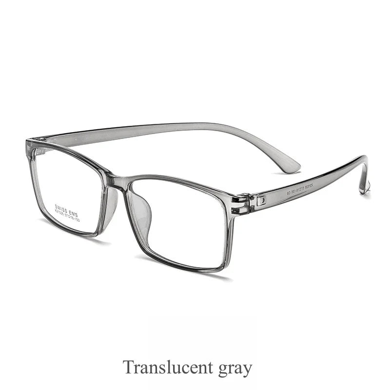KatKani Mens Full Rim Large Square Plastic Eyeglasses X21026r Full Rim KatKani Eyeglasses Translucent gray  