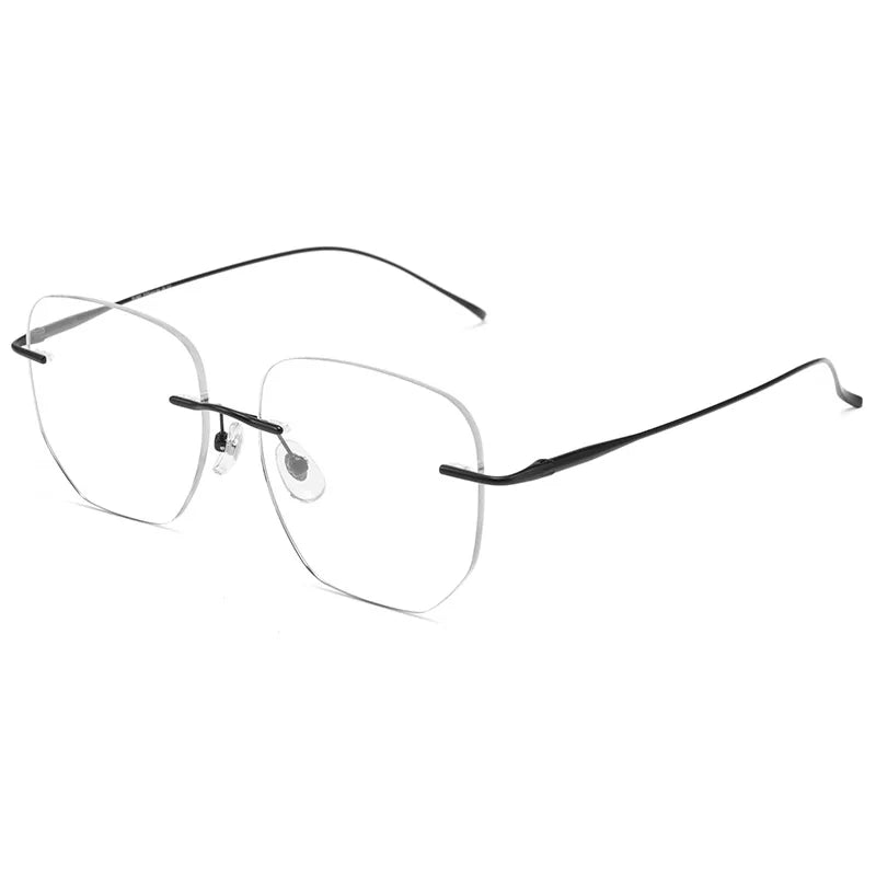 Momoja Women's Rimless Square Polygon Titanium Eyeglasses 728925