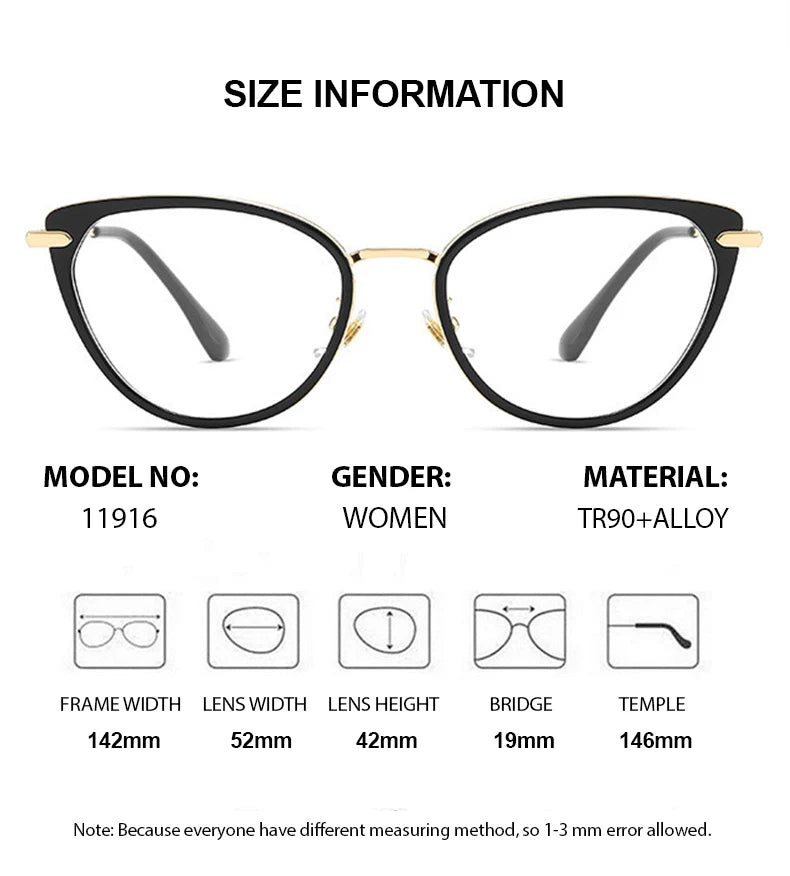 Summer Flower Women's Full Rim Cat Eye Tr 90 Alloy Eyeglasses 11916 Full Rim Summer Flower