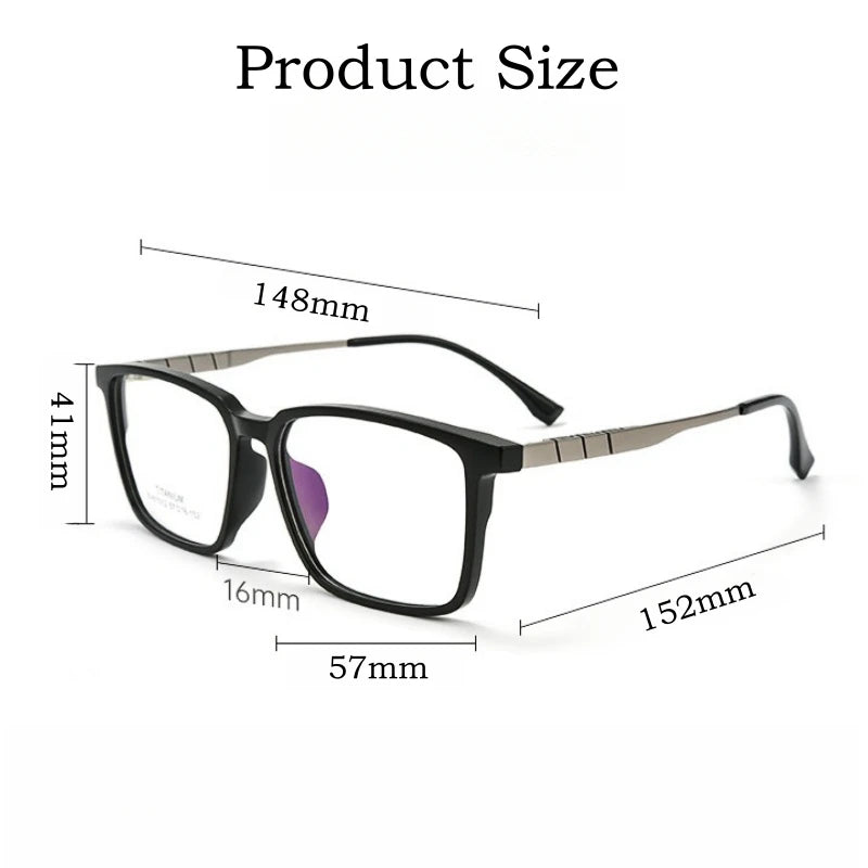 Yimaruili Men's Full Rim Big Square Tr 90 Titanium Eyeglasses 61012 Full Rim Yimaruili Eyeglasses   