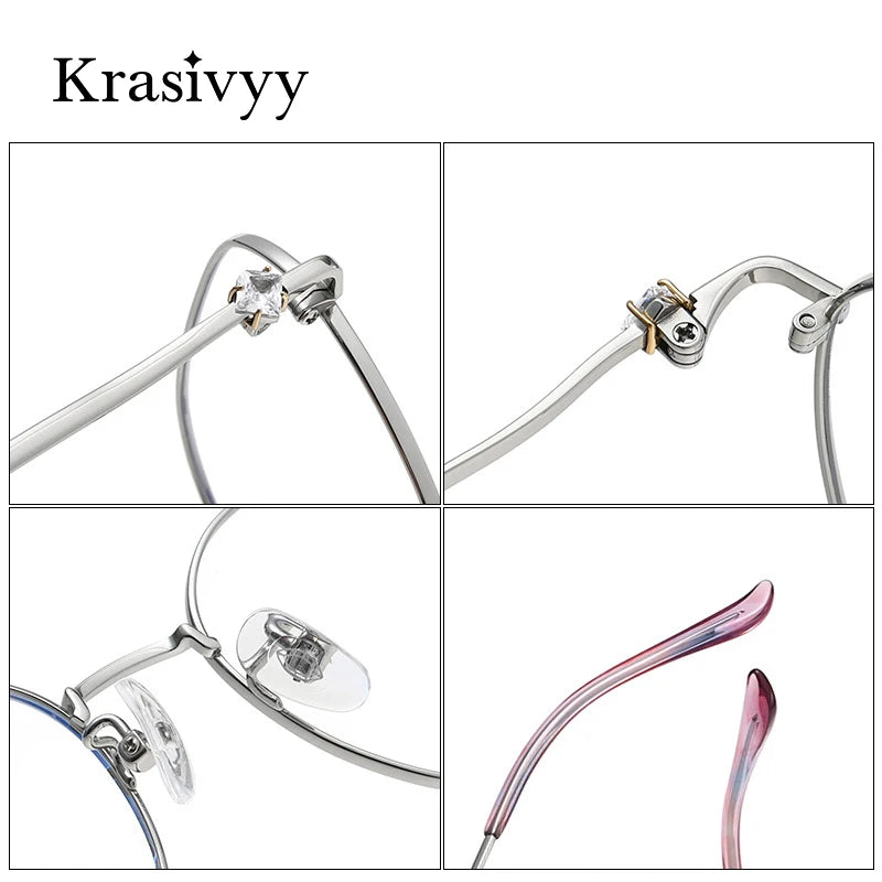 Krasivyy Women's Full Rim Flat Top Square Titanium Eyeglasses 6016 Full Rim Krasivyy   