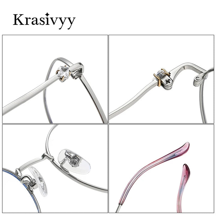 Krasivyy Women's Full Rim Flat Top Square Titanium Eyeglasses 6016 Full Rim Krasivyy   