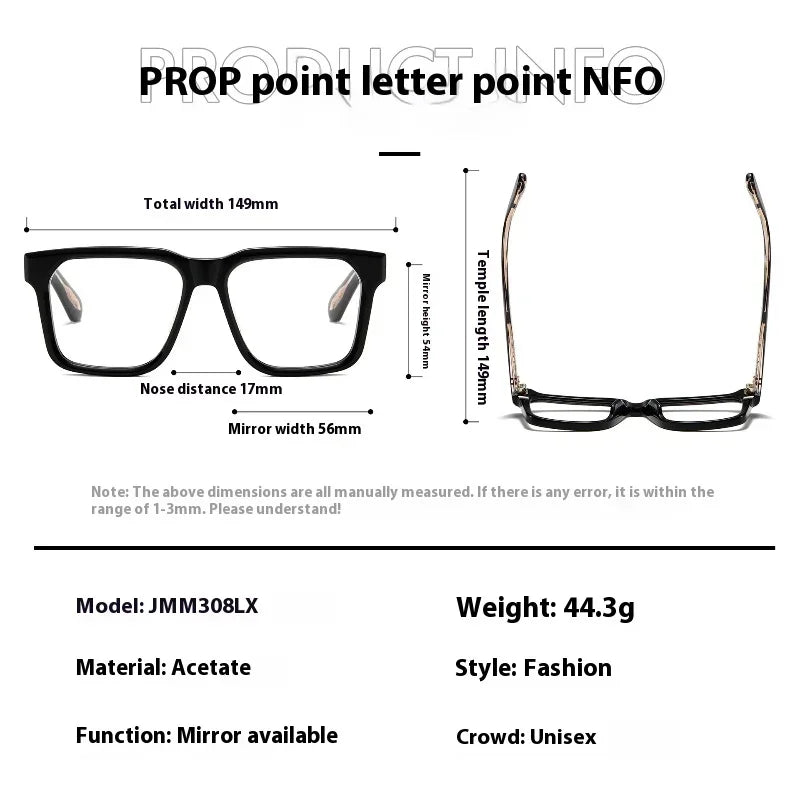 Muzz Men's Full Rim Square Brow Line Thick Acetate Eyeglasses 823081