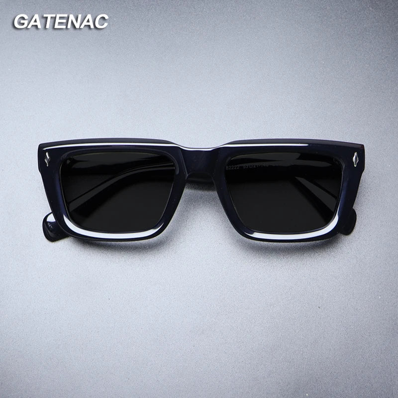 Gatenac Unisex Full Rim Square Polarized Acetate Sunglasses Mo13 Sunglasses Gatenac   