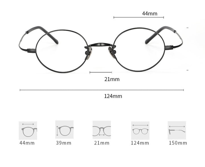 Cubojue Unisex Full Rim Small Round Titanium Myopic Reading Glasses Reading Glasses Cubojue   