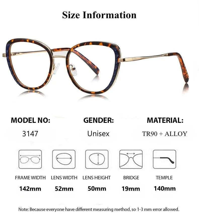 Summer Flower Women's Full Rim Cat Eye TR 90 Titanium Eyeglasses 61347