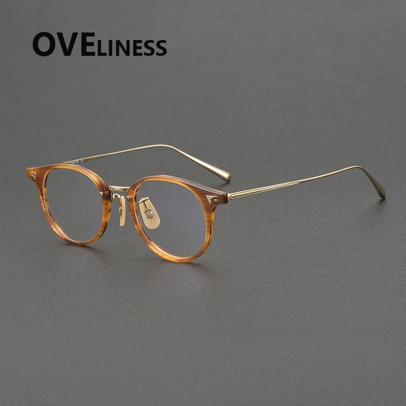 Oveliness Women's Full Rim Oval Round Acetate Titanium Eyeglasses 68510
