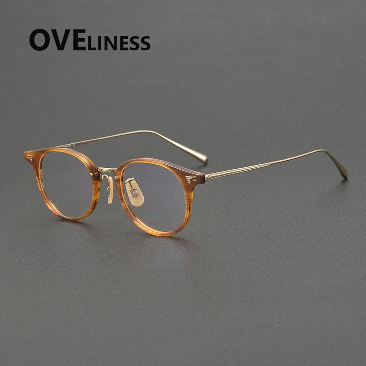 Oveliness Women's Full Rim Oval Round Acetate Titanium Eyeglasses 68510