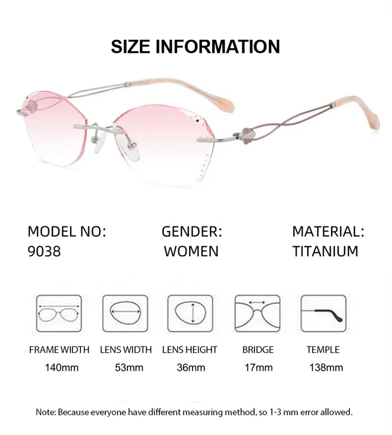 Summer Flower Women's Rimless Oval Square Titanium Eyeglasses 699038