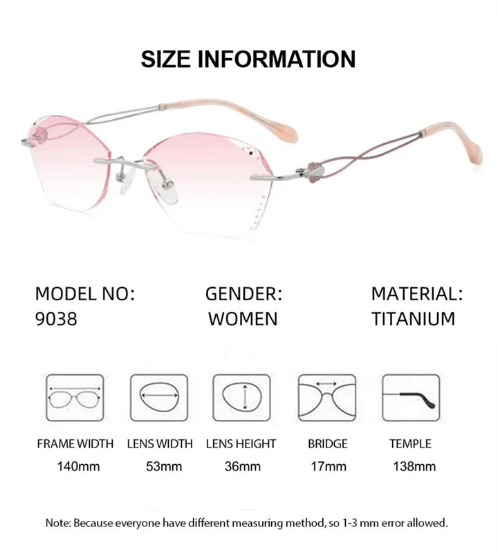 Summer Flower Women's Rimless Oval Square Titanium Eyeglasses 699038
