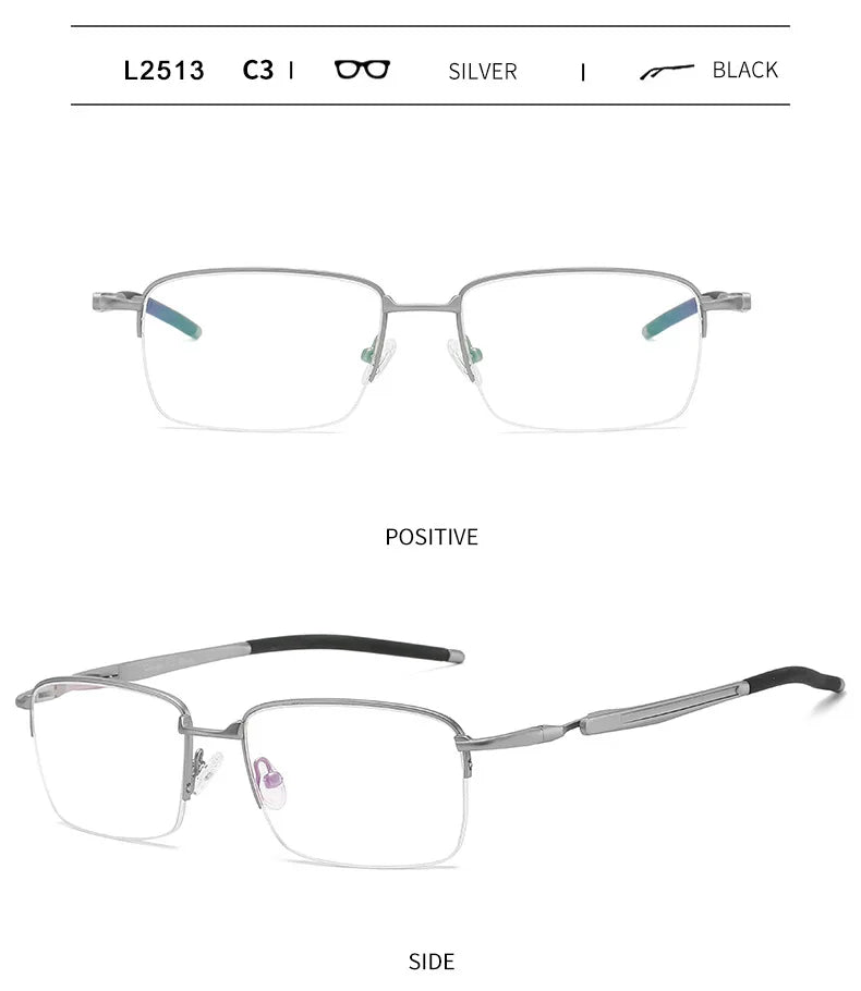 Handoer Unisex Semi Rim Square Alloy Acetate Eyeglasses 952181