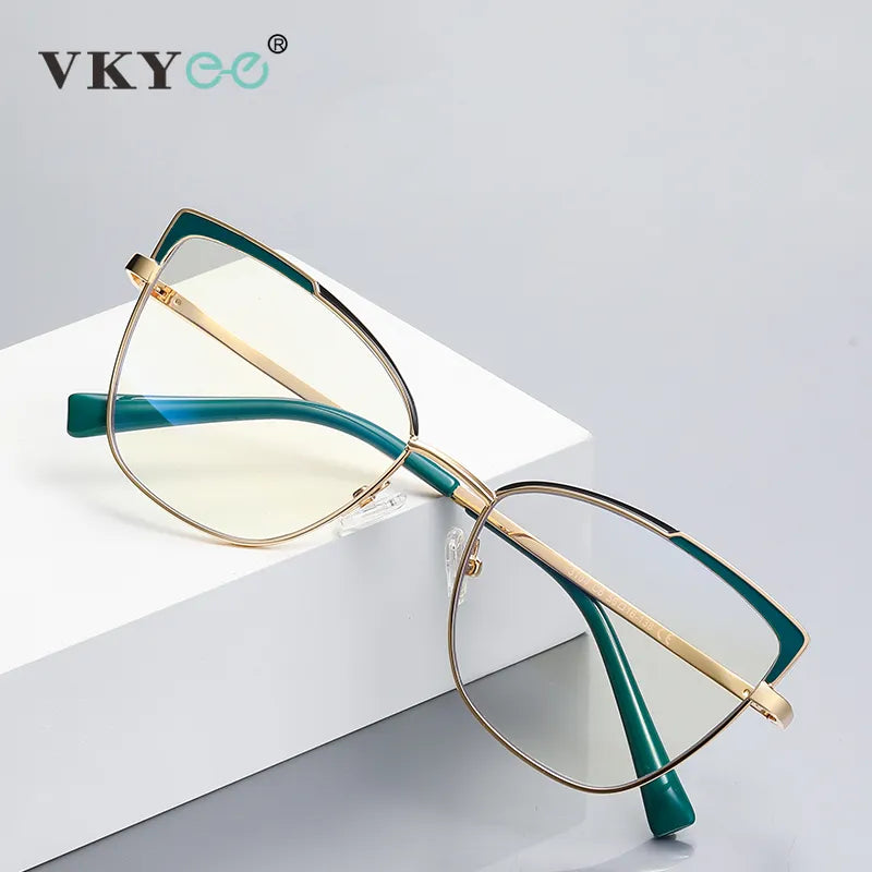 Vicky Women's Full Rim Large Square Cat Eye Alloy Reading Glasses 3104 Reading Glasses Vicky   