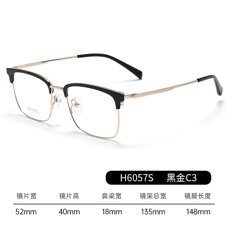 Bclear Men's Full Rim Square Brow Line Titanium Eyeglasses 16057
