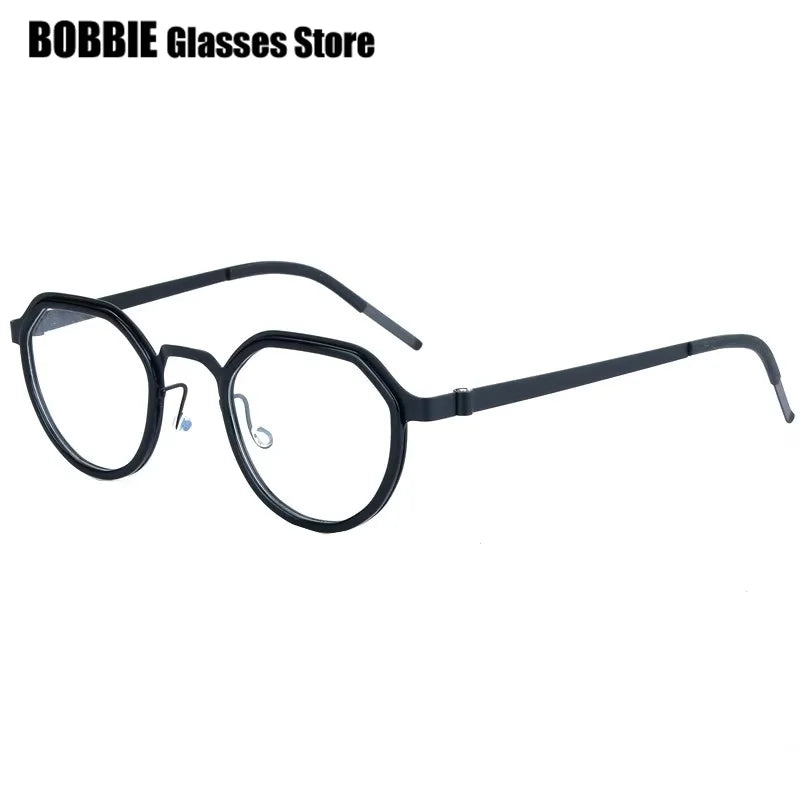 Bobbie Women's Full Rim Flat Top Round Titanium Acetate Eyeglasses 963069