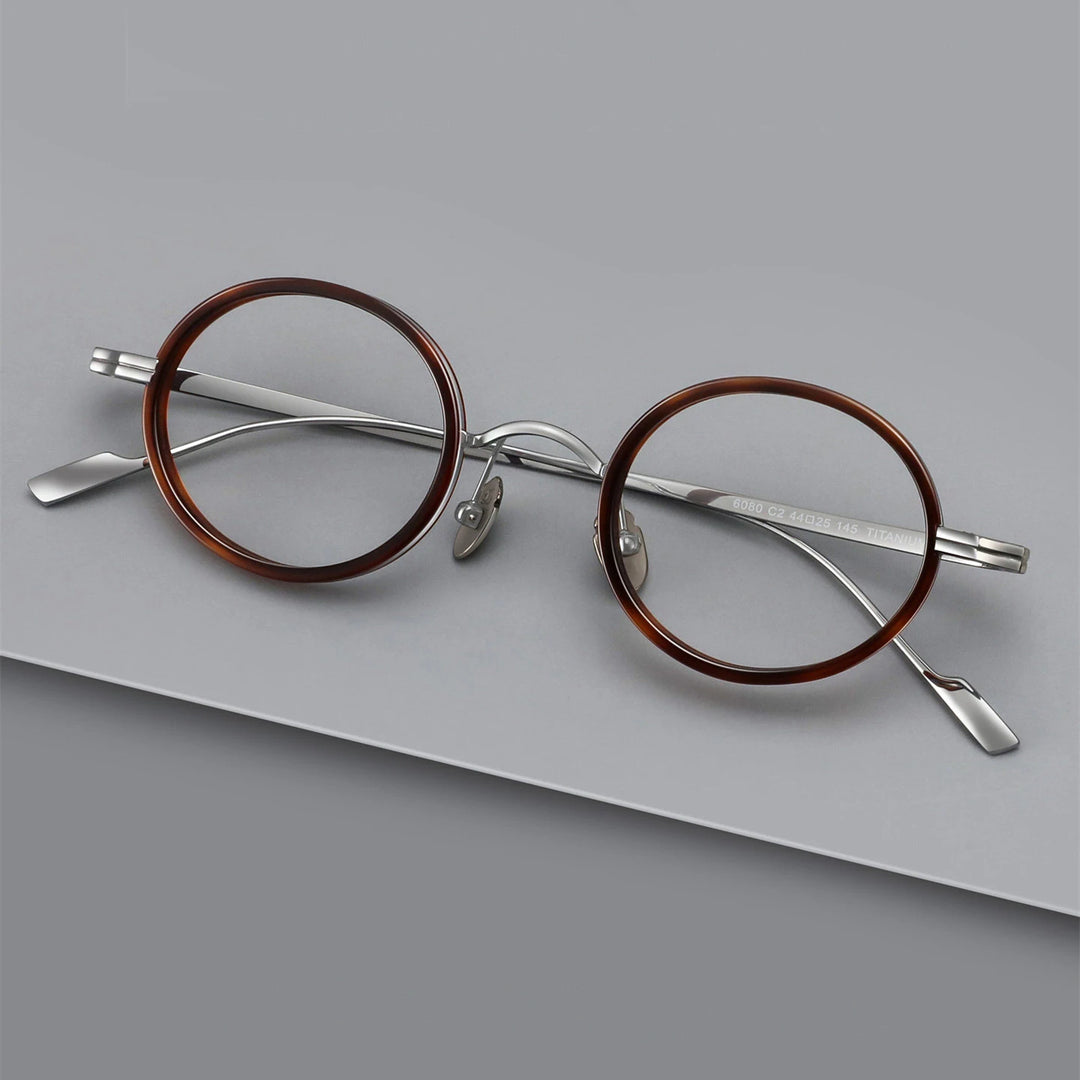 Black Mask Unisex Full Rim Round Titanium Eyeglasses BM-6080