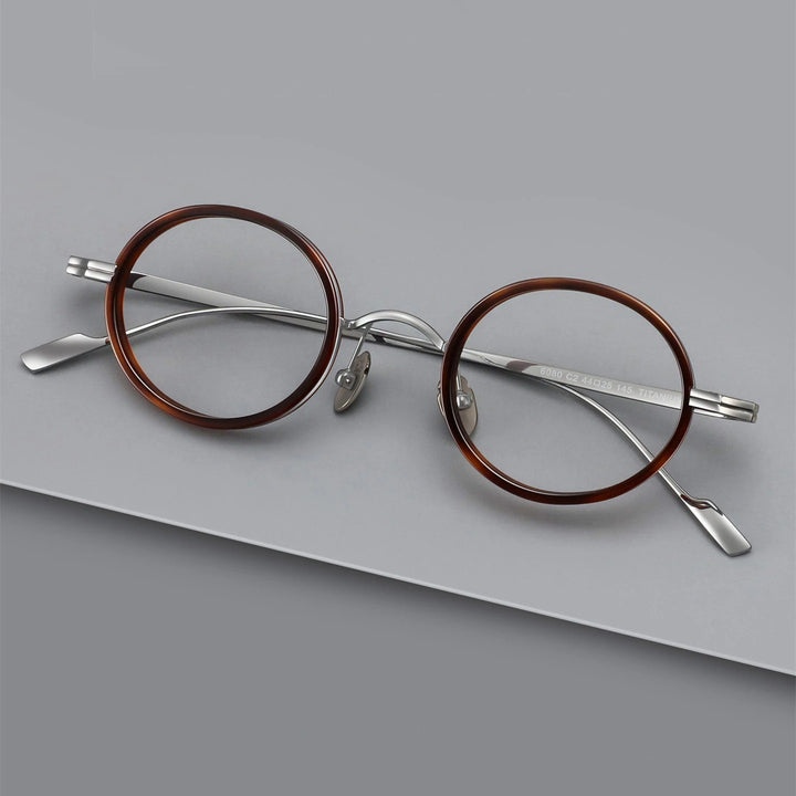 Black Mask Unisex Full Rim Round Titanium Eyeglasses BM-6080