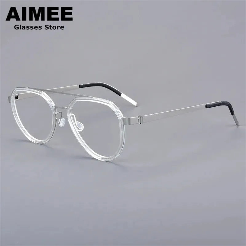 Aimee Unisex Full Rim Oval Double Bridge Titanium Eyeglasses 9745