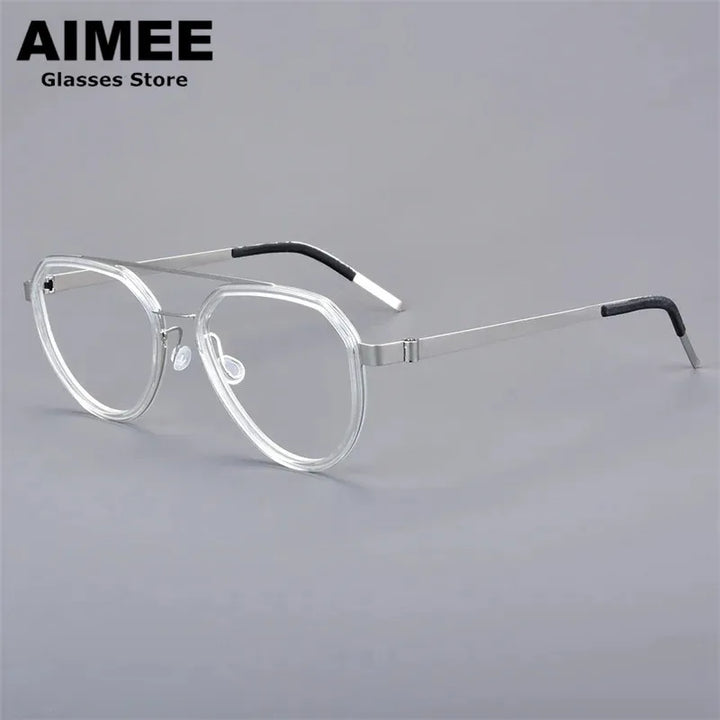 Aimee Unisex Full Rim Oval Double Bridge Titanium Eyeglasses 9745