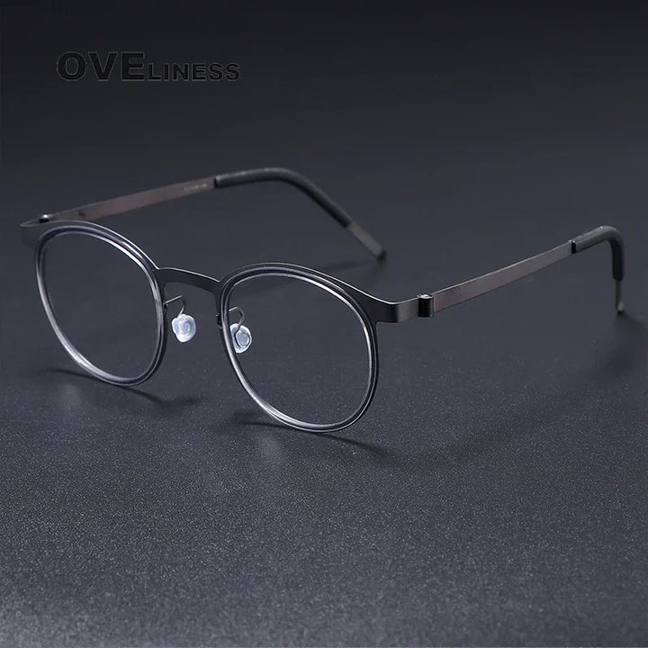 Oveliness Unisex Full Rim Round Acetate Titanium Eyeglasses O9704 Full Rim Oveliness gun  