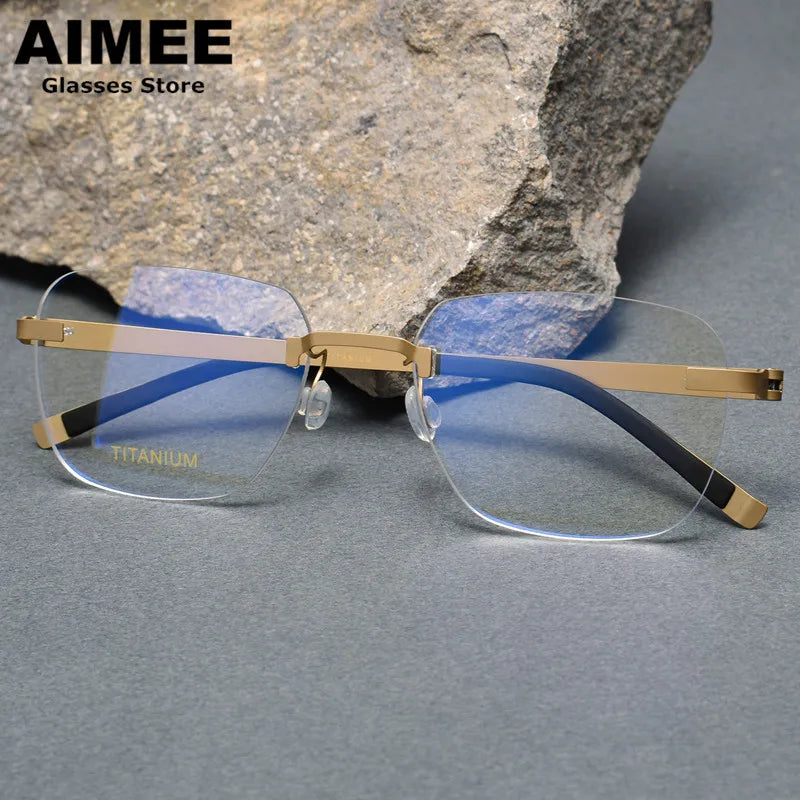 Aimee Women's Rimless Square Screwless Titanium Eyeglasses 24341
