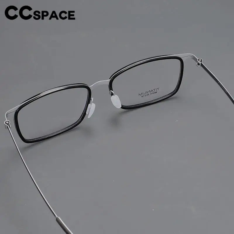 CCSpace Unisex Full Rim Square Screwless Titanium Eyeglasses 57174 Full Rim CCspace   