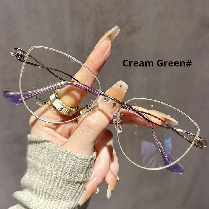 Momoja Women's Full Rim Oval Cat Eye Titanium-Alloy Eyeglasses 72041