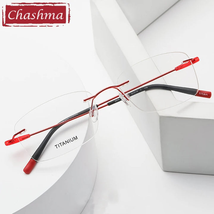 Chashma Unisex Rimless Square Titanium Eyeglasses 44105 Rimless Chashma   