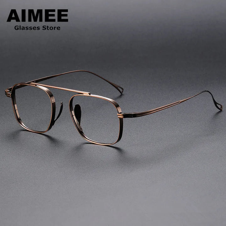 Aimee Unisex Full Rim Square Double Bridge Titanium Eyeglasses 9501 Full Rim Aimee   