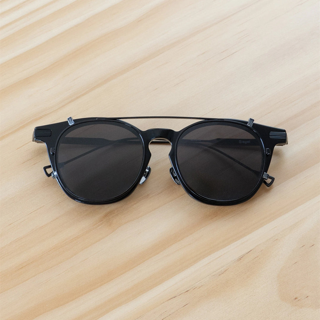 Blackmask Unisex Square Acetate Eyeglasses with Polarized Clip-On Sunglasses BM-SI