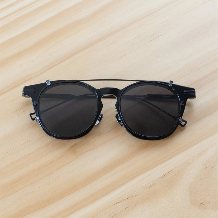 Blackmask Unisex Square Acetate Eyeglasses with Polarized Clip-On Sunglasses BM-SI