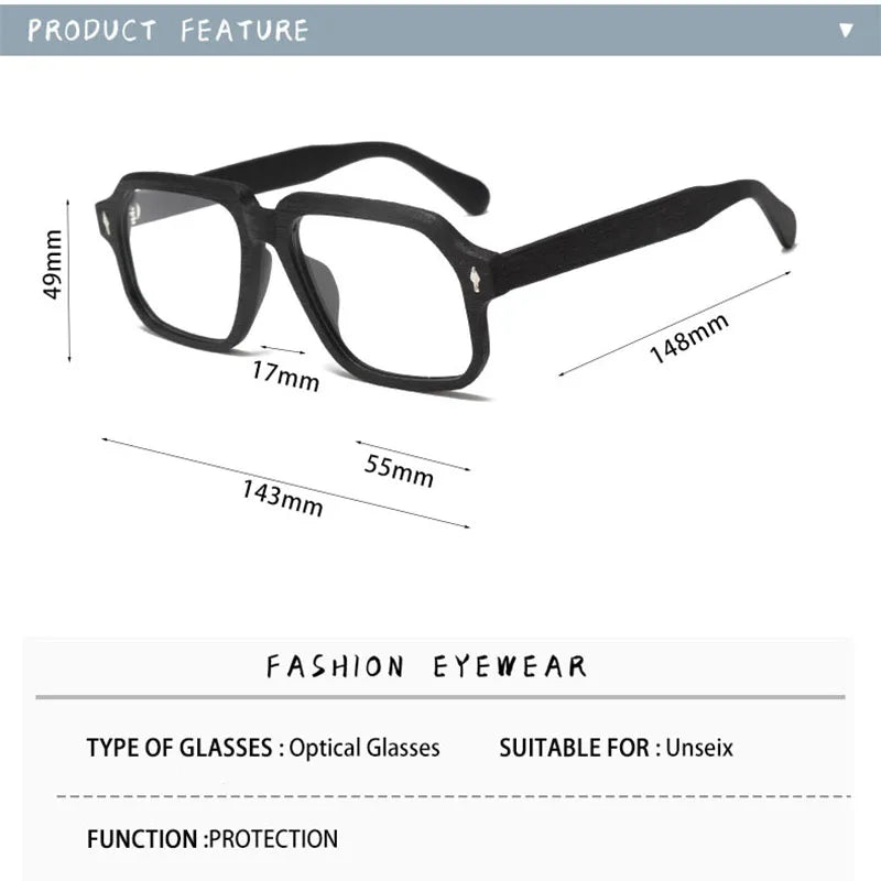 Hdcrafter Unisex Full Rim Square Acetate Frames 818800 — view 2 | Hdcrafter Eyeglasses at FuzWeb