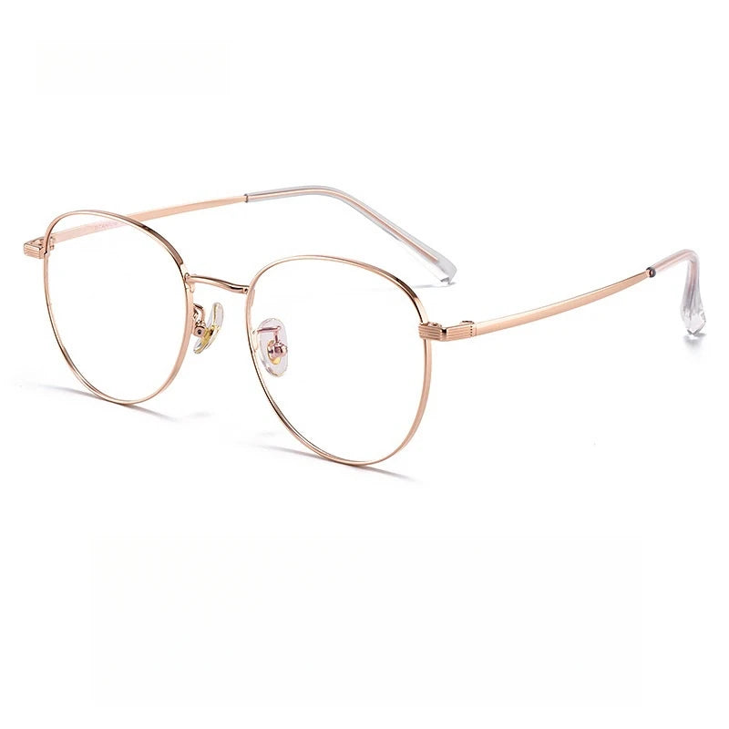 Yimaruili Unisex Full Rim Oval Square Titanium Eyeglasses Y8901 Full Rim Yimaruili Eyeglasses Rose Gold  