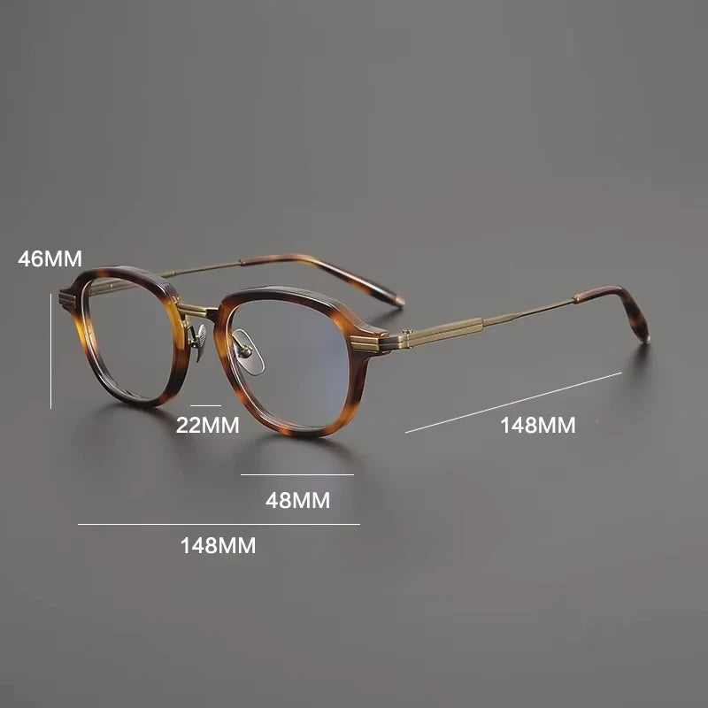 Gatenac Unisex Full Rim Square Acetate Titanium Eyeglasses G9828