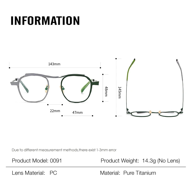 Muzz 0091 men's square IP titanium prescription eyeglasses — view 2