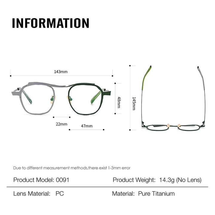 Muzz 0091 men's square IP titanium prescription eyeglasses — view 2