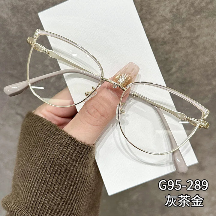 Zirosat Women's Full Rim Square Cat Eye Alloy Eyeglasses 59289